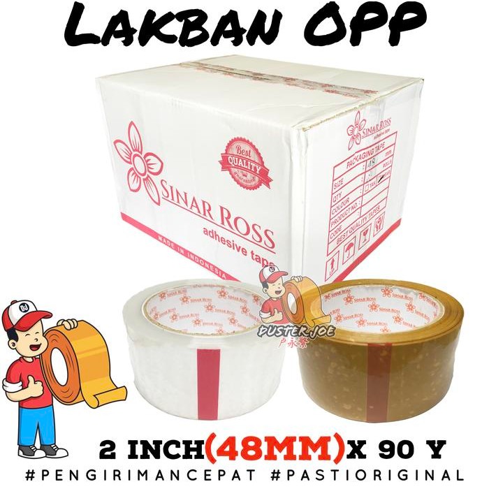 

Pilihan- [Per 1 Dus] Lakban Sinar Ross Bening / Coklat 2 Inch 48Mm 90 Yard Nesa