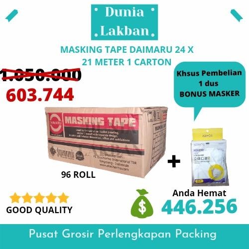 

Pilihan- Masking Tape / Lakban Kertas Daimaru 1 Inch / 24Mm X 21 Meter Carton