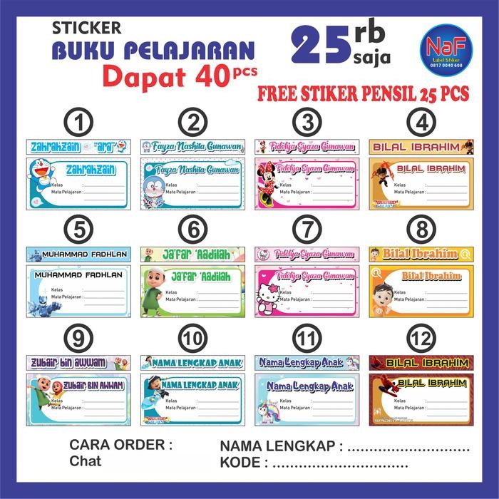 

Pilihan- Stiker Label Nama Mata Pelajaran Mapel Custom