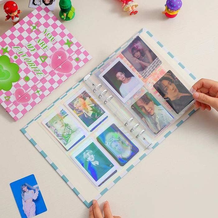 

Shinsday Cover Binder A5 6 Rings Kotak-Kotak Y2K Album Kpop Hard Cover Karton A5 6 Rings Kode 696