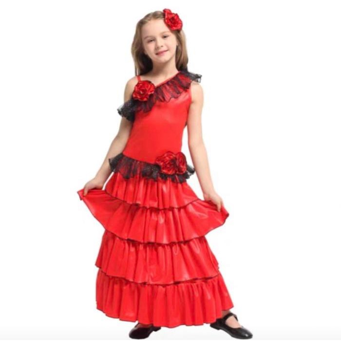 Dress Tari Flamenco Spanyol / Kostum Tari Spanyol Anak