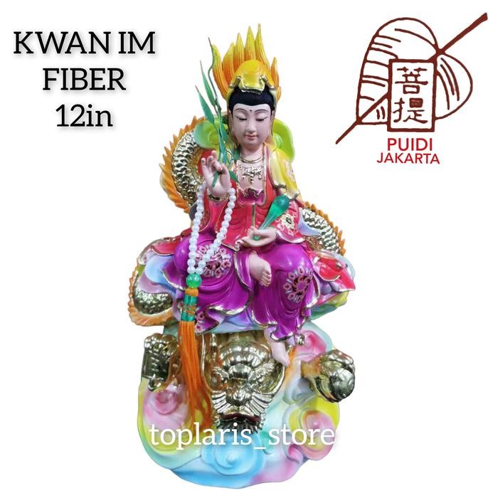 Patung Kwan Im Naga Fiber 12In