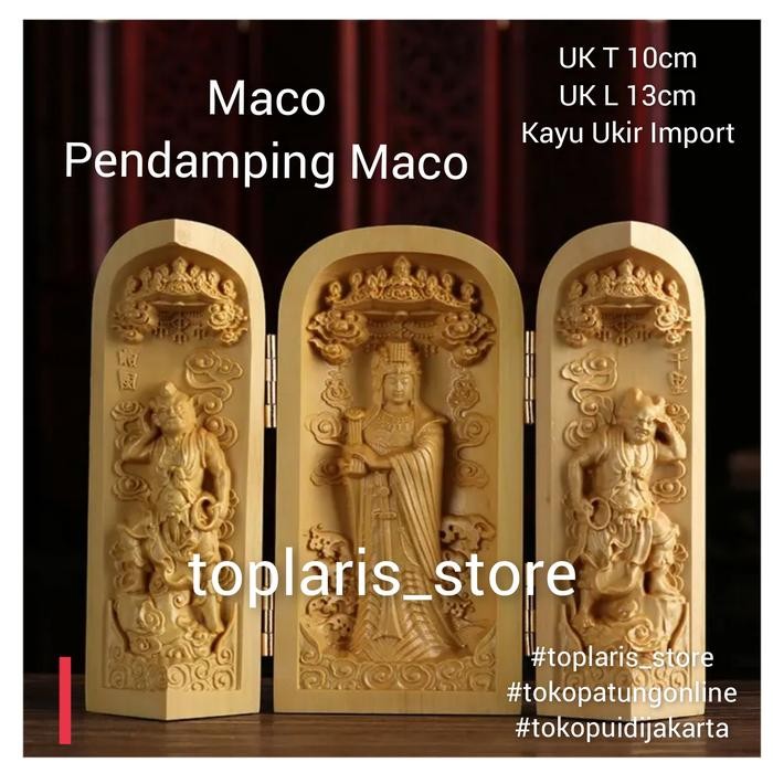 Patung Dewi Kwan Im Ukir Kayu Set Lipat