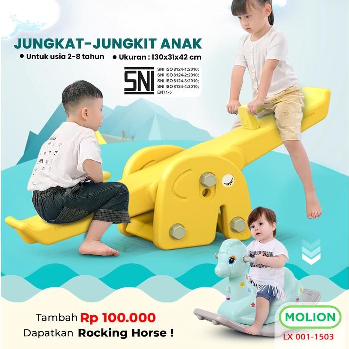 MOLION SNI Jungkat Jungkit Kuda Kudaan Mainan Perosotan Seesaw Permainan Plastik Anak Mainan Kuda