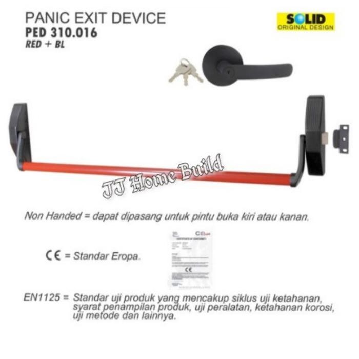 Panic Bar Solid PED 310+016 Red+Black/Handle Pintu Emergency/Darurat