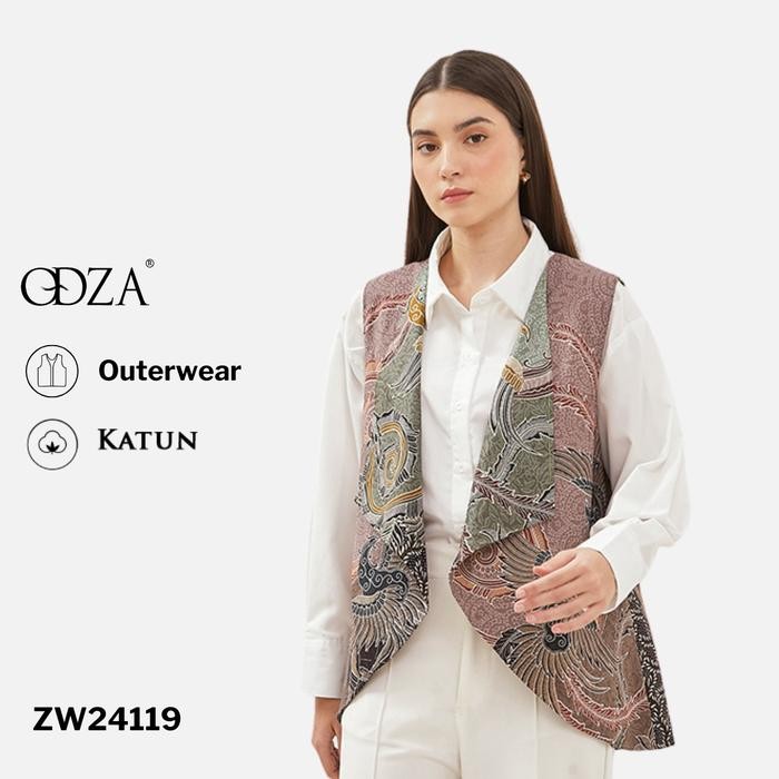 Odza Baju Luaran Atasan Rompi Batik Outer Wanita Bolak balik All size Adiraga Biru Hijau