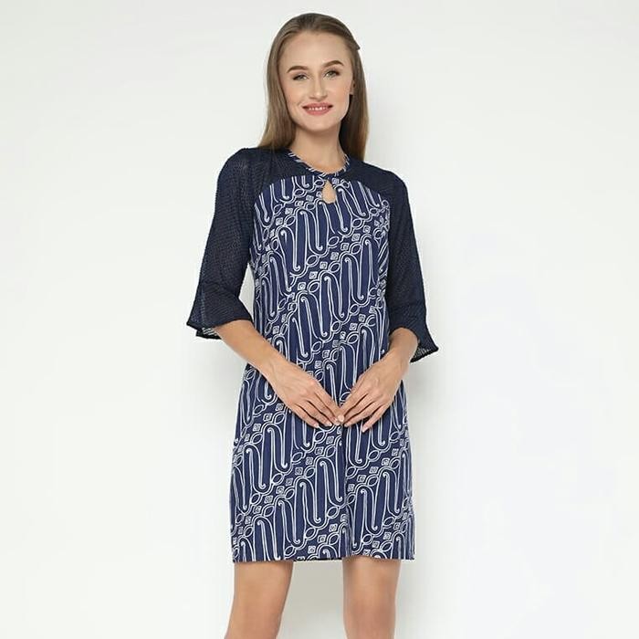 Benangsari Niena Dress Batik Navy Wanita