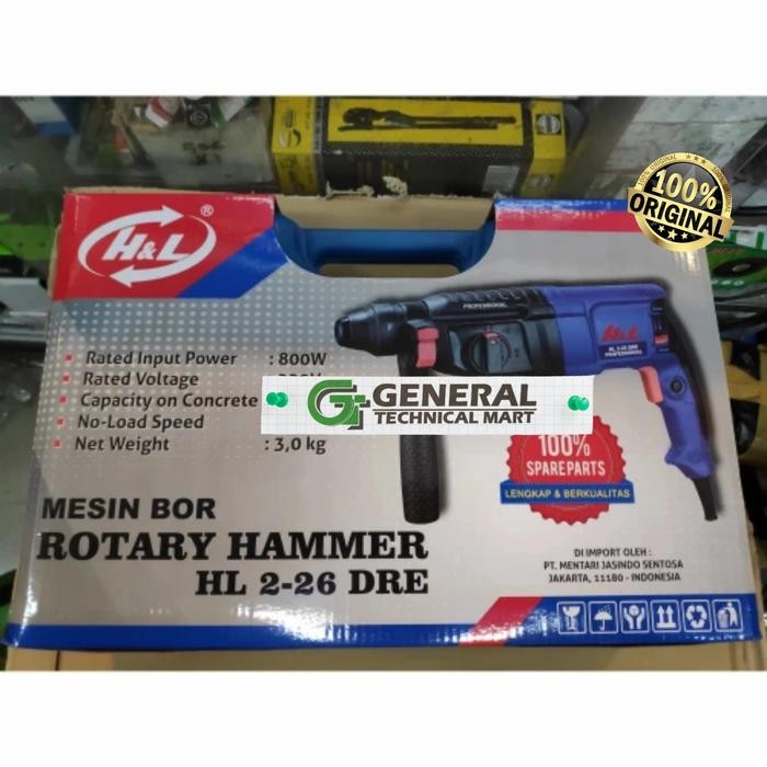Mesin Bor Bobok Beton Rotary Hammer H&L HL 2-26 DRE Set Mata Bobok