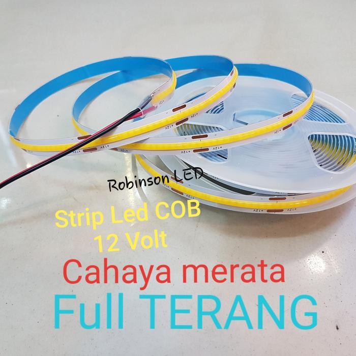 LAMPU LED STRIP COB 12 V WARM WHITE - STRIP LED 12V OUTDOOR INDOOR 5M