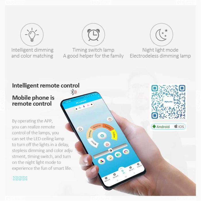 Lampu Plafon Gantung Kotak LED Modern Ceiling Lamp Remote App Dimmable