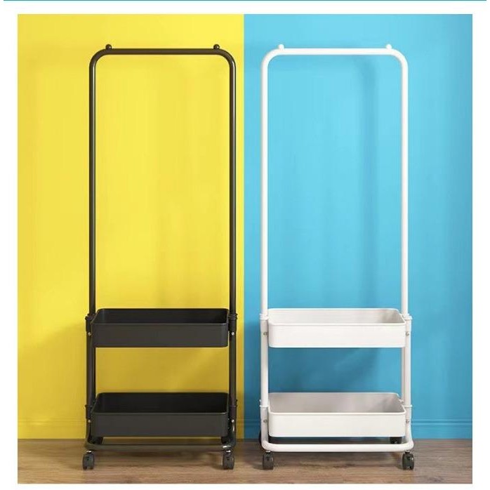 Shenar Rak Gantungan Baju Troli Susun / Troli Gantung 2 Susun Serbaguna / Stand Hanger Baju /