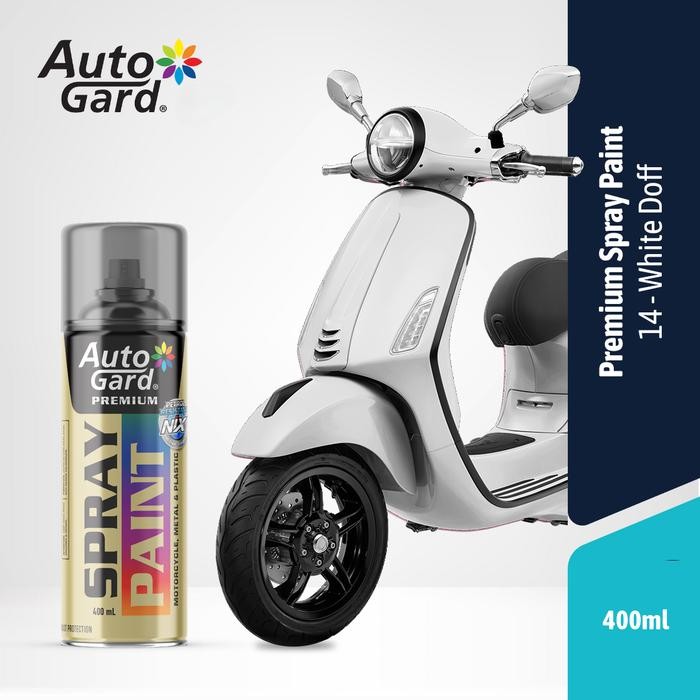 Pilihan- Autogard Flat White Putih Doff 14 - Cat Semprot Premium Motor Mobil Sepeda Helm Rumah