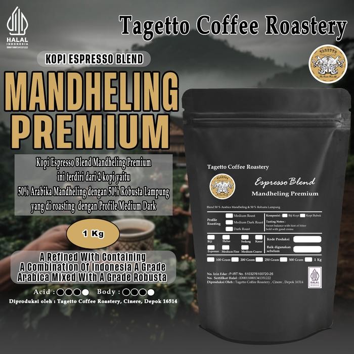 

Pilihan- Biji Kopi Espresso Mandheling Premium 1Kg - Arabica 50% & Robusta 50% Bean Ground