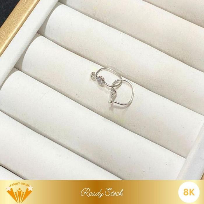 Bisa E-Faktur Anting Emas White Gold Kadar 8K Model Kenip Mata Family Gold