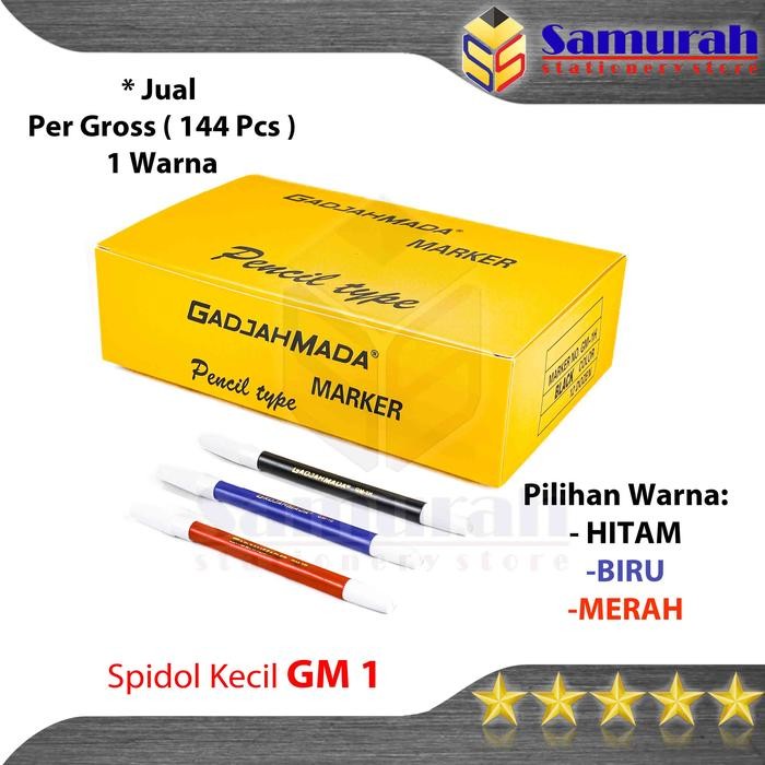 

Spidol Kecil Gadjah Mada Per Box 144 Pcs - 3 Pilihan Warna Hitam Biru Merah / Marker Pencil Type /