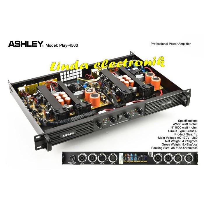 Pilihan- Power Ashley Play 4500 4 Channel Oryginal Class D Ashley Play4500