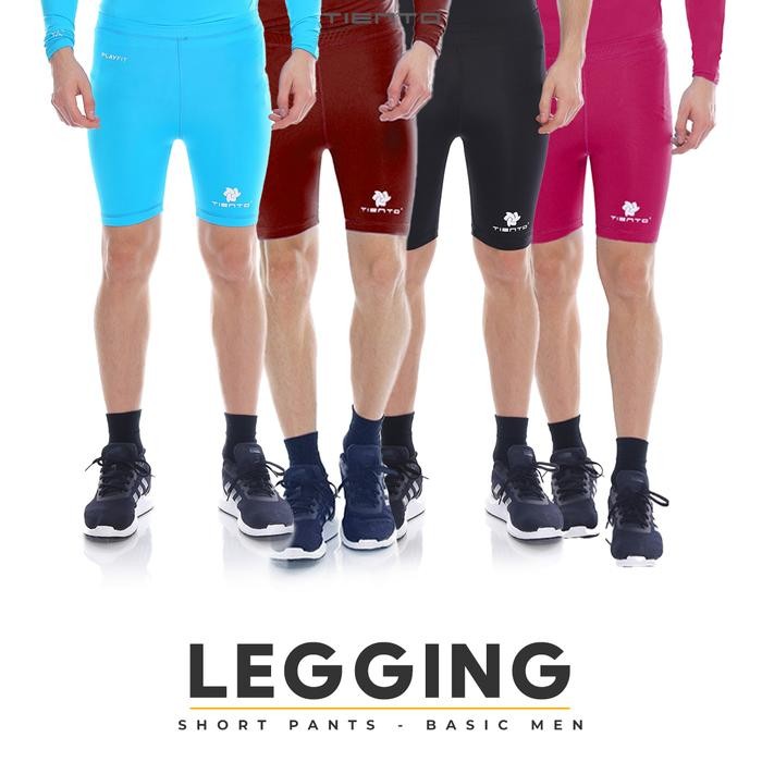 Tiento Baselayer Celana Legging Leging Pendek Ketat Olahraga Short Pants Pria Original Sport