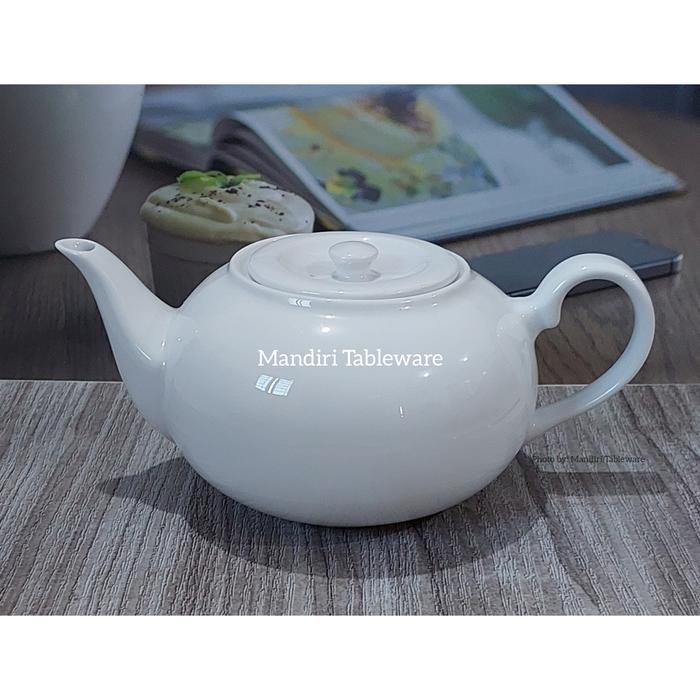 Teko Keramik 1,2 Liter Tea Pot Putih Polos Premium Quality