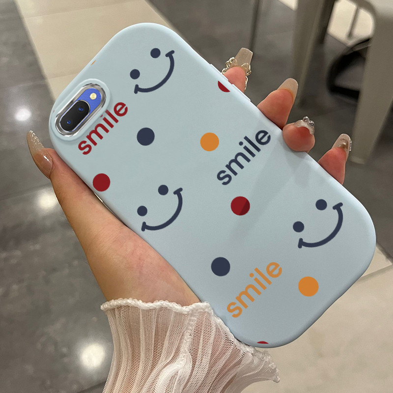 Casing Hp Untuk OPPO A5 A3s A12E Realme C1 Case Casing tas wajah tersenyum pola HP Kesing bulat gemu