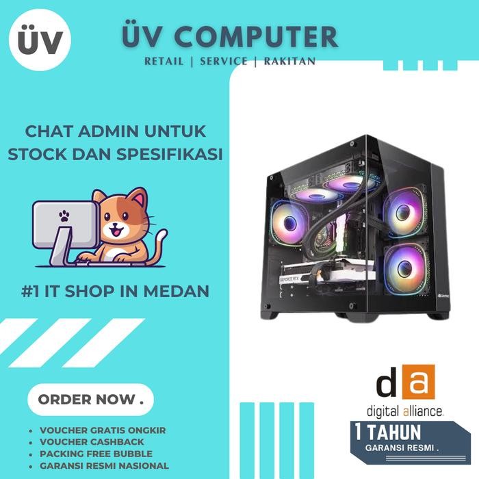 Casing PC Komputer Digital Alliance DA N30S V2 Mid Tower Micro M-ATX Case Tanpa Fan Black Hitam