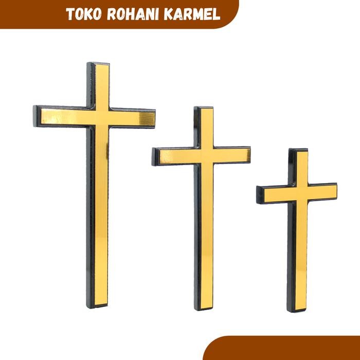 DISKON SALIB GANTUNG KRISTEN (LIST GOLD) / SALIB DINDING KRISTEN PROTESTAN / SALIB GANTUNG POLOS