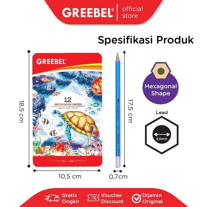 

Promo Greebel Pensil Warna Watercolour Tin Case / Pensil Warna Greebel / Coloring Pencil Warna Aman
