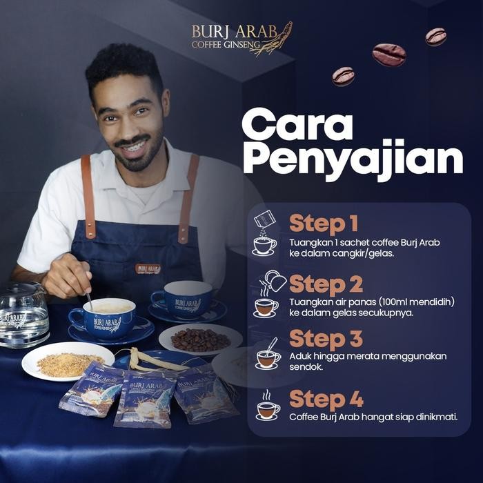 

Promo Burj Arab Kopi Ginseng - Kopi Stamina Pria Tahan Lama 1 Box Isi 10 Sachets - Sudah Bpom Sale