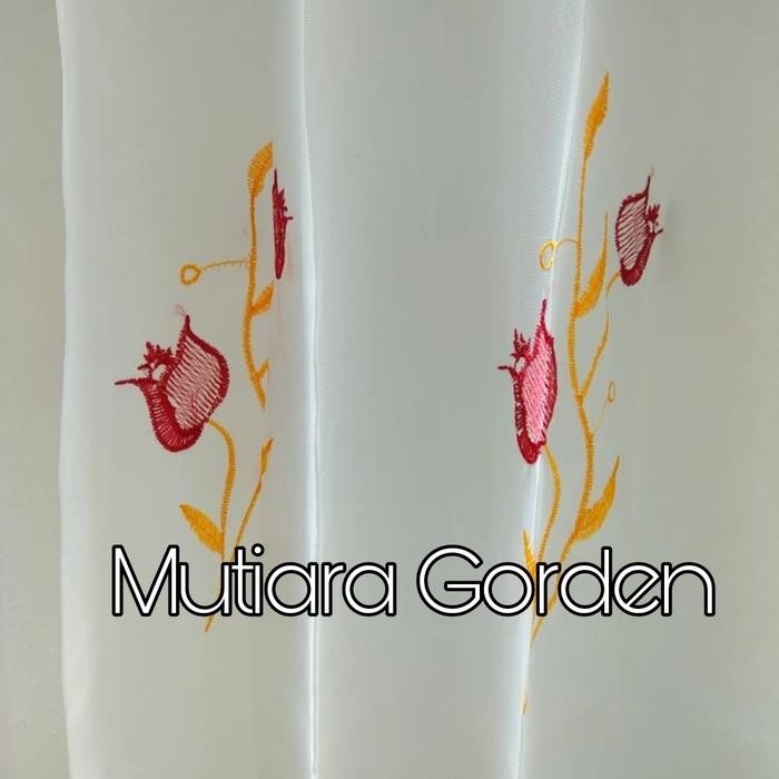 GORDEN HORDENG MURAH DALAMAN GORDEN VITRASE PONI TULIP MERAH L.1MTR