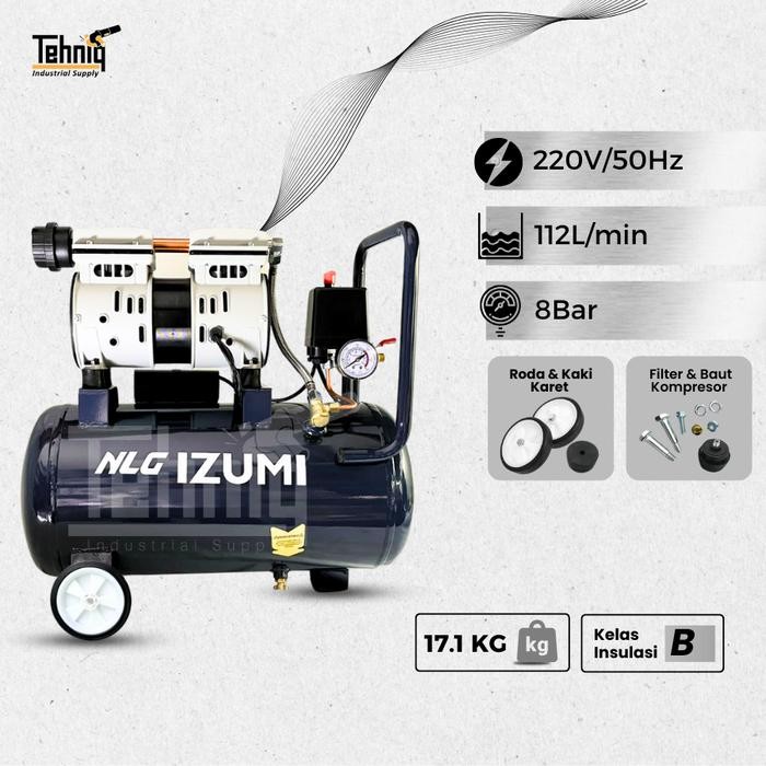 MESIN KOMPRESOR LISTRIK OILLESS IZUMI OL 0724 AIR COMPRESSOR TANPA OLI