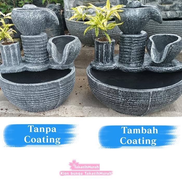 Air Mancur Minimalis Kolam ikan 2 & 3 Kendi (Diameter 50cm) Tanpa Pilar & Dengan Pilar + Free Mesin