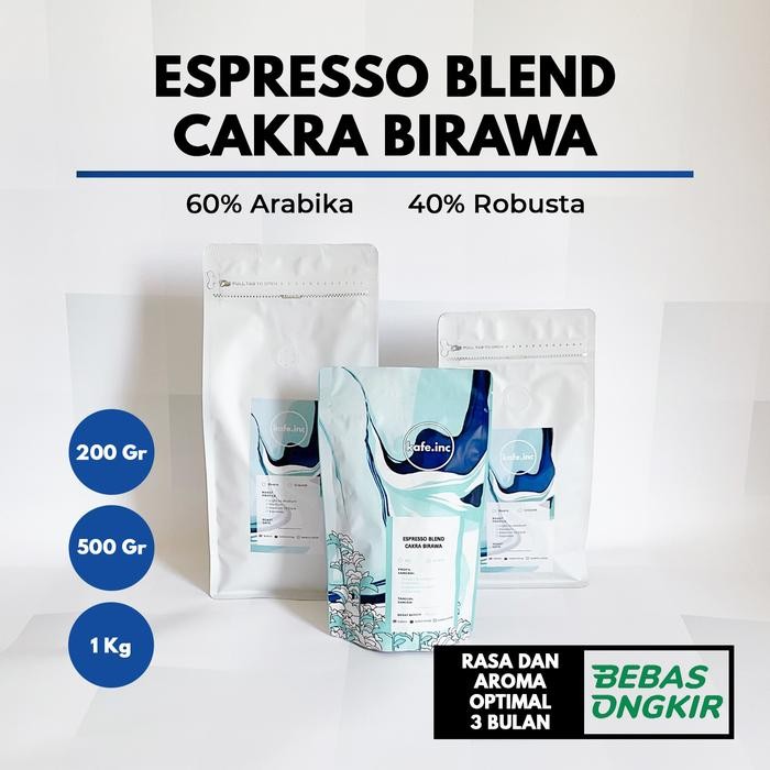 

Kopi Espresso Blend Cakra Birawa 60:40 Kafein
