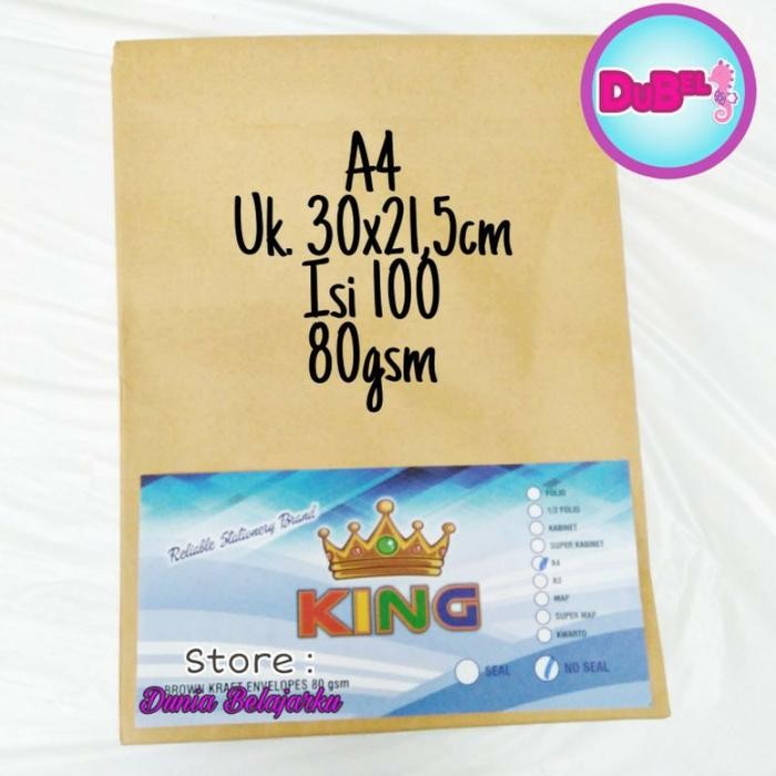 

AMPLOP COKLAT A4 KING 30X21,5CM ISI 100 LEMBAR [PACK] KODE 51