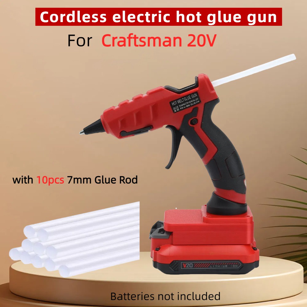 DOSD 50W Cordless Electric Glue Gun  FOR Craftsman 20V Lithium Ion with 10pcs 7mm Glue Rod  For DIY 