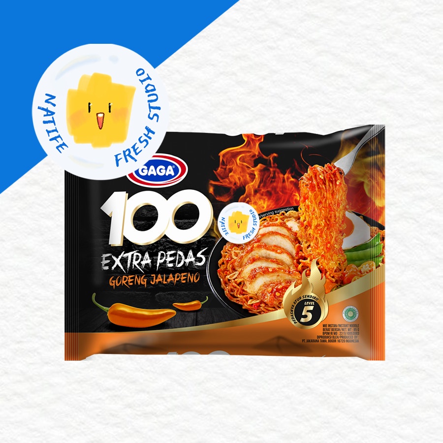 

GAGA Mie GORENG JALAPENO - Level 5 EXTRA PEDAS | GAGA 100 Mi Fried noodle Super Spicy 75g
