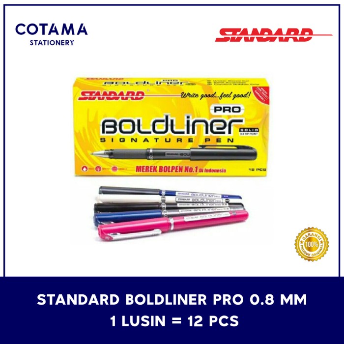

BARANG TERLARIS PULPEN STANDARD BOLDLINER PRO SIGNATURE PEN 0.8 MM - 1 LUSIN ISI 12 PCS PACKING AMAN