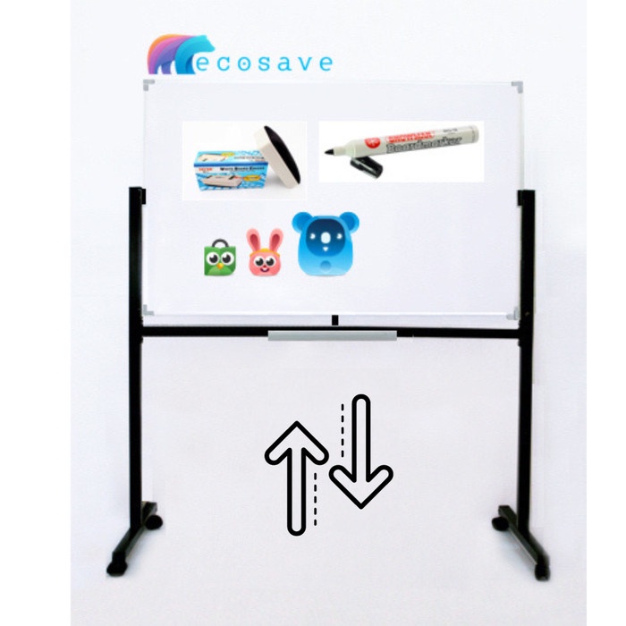 

BARANG TERLARIS WHITEBOARD STANDING BISA NAIK TURUN NON MAGNETIC PACKING AMAN