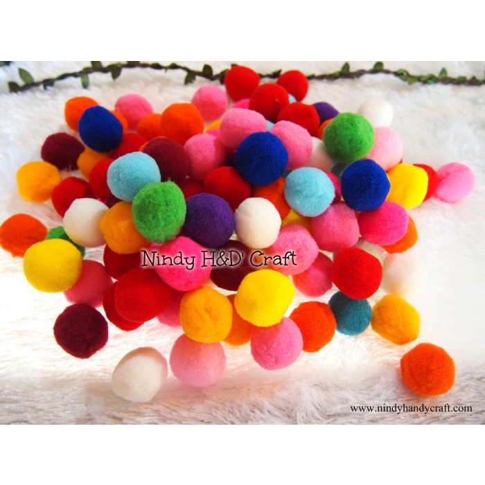 Bola Pompom Halus 3cm isi 100 Kualitas Bagus - Pompom 3cm - Pompom