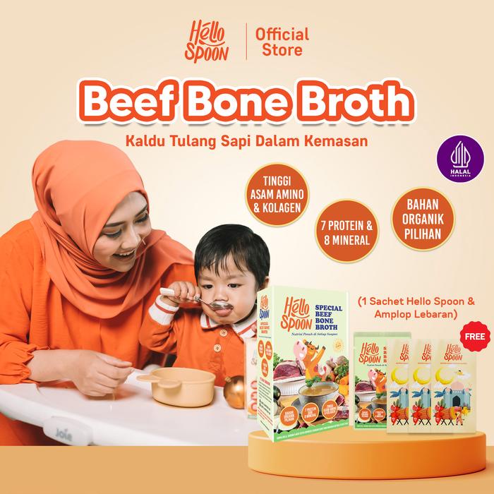 

terbaru !!! hello spoon - beef bone broth free 1 sachet bone broth & amplop lebaran - 600ml -