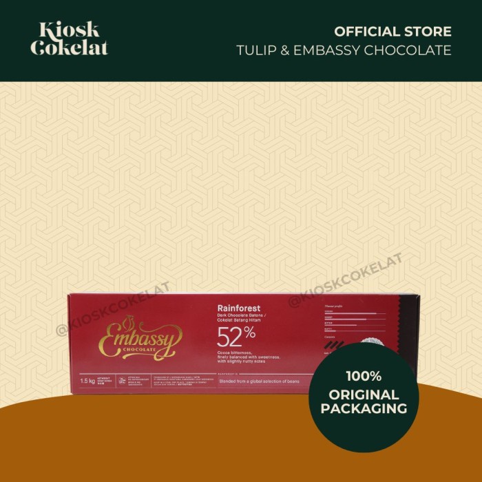 

EMBASSY RAINFOREST DARK CHOCOLATE BATONS 1.5KG KODE 426