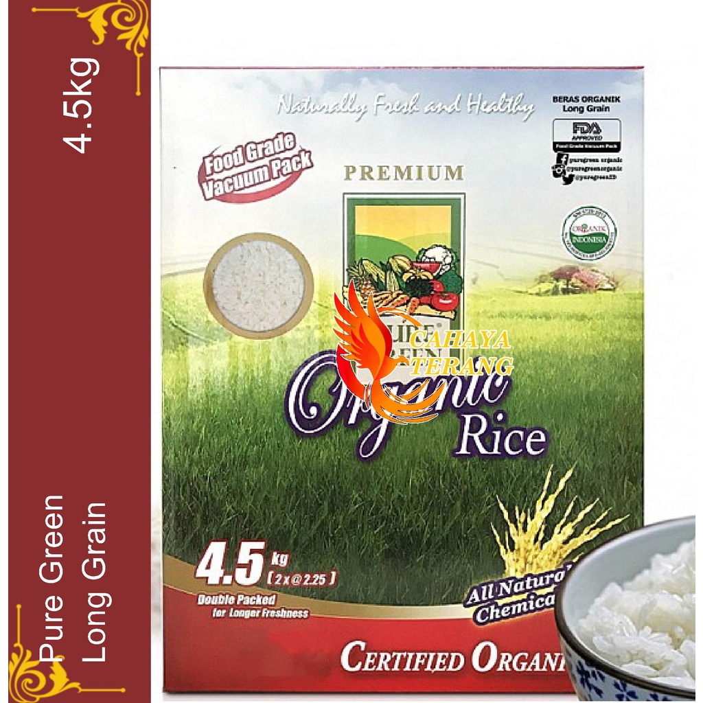 

Pure Green Beras Organik 4.5kg - Long Grain Beras Beras Panjang Beras Organic Pure Green Long Grain 4.5 PromoKg 4500g Beras Pure Green Organic
