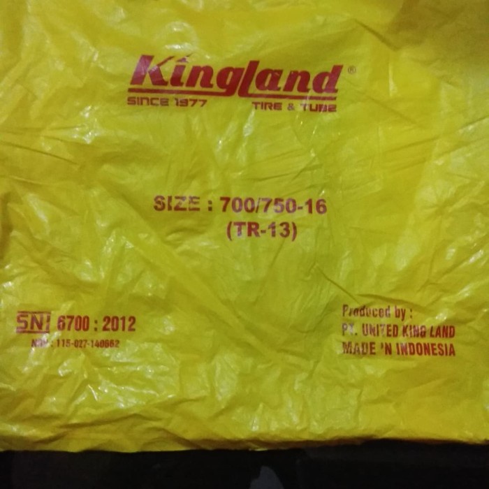 Ban Dalam Mobil Ring 16 Kingland (Pentil Pendek)