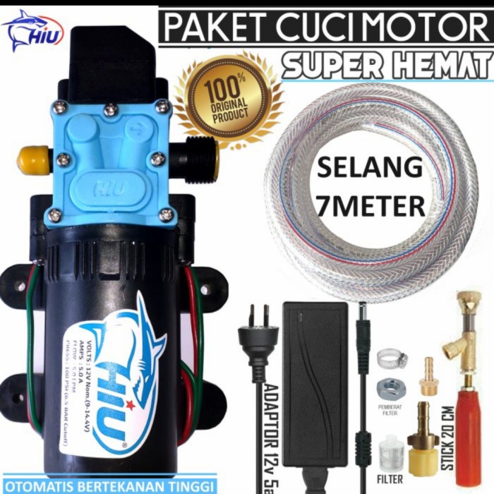 Paket Lengkap Pompa Hiu - Paket Hemat Cuci Motor Mobil Ac Rumah