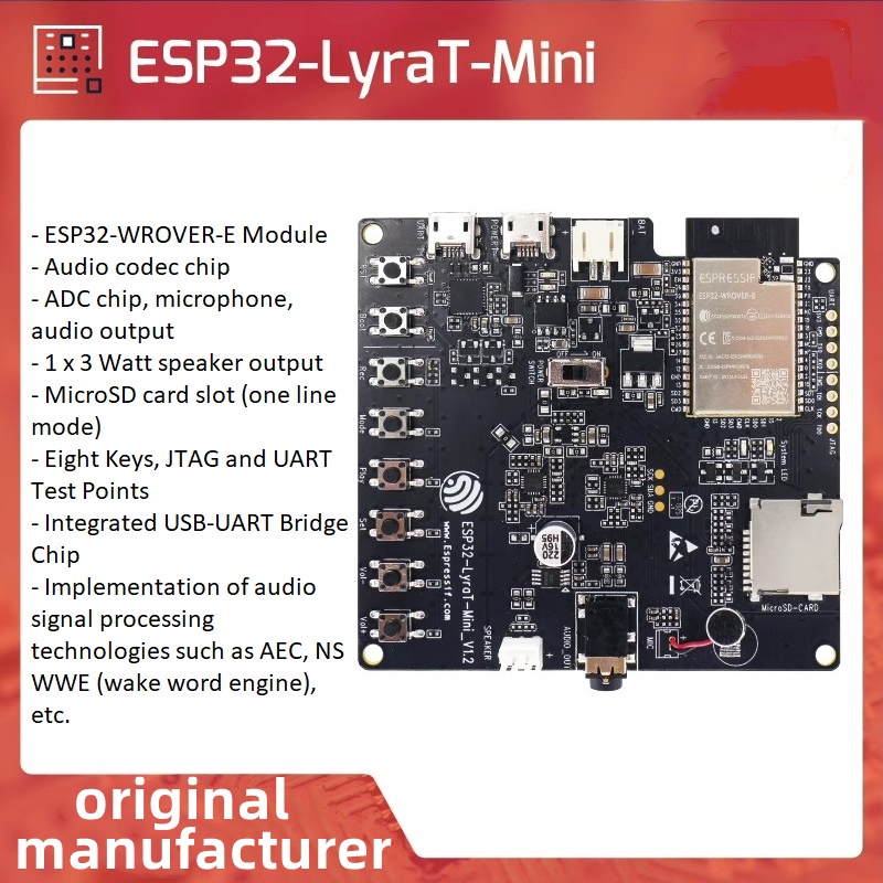 LUXW Espressif ESP32-LyraT-Mini Development Board Onboard ESP32-WROVER-E Module AEC/AGC/NS WWE Audio