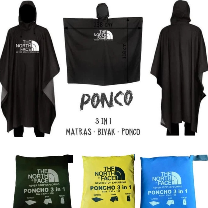 Jas Hujan Ponco Multifungsi Tnf Terbaru & Termurah Original Not Axio