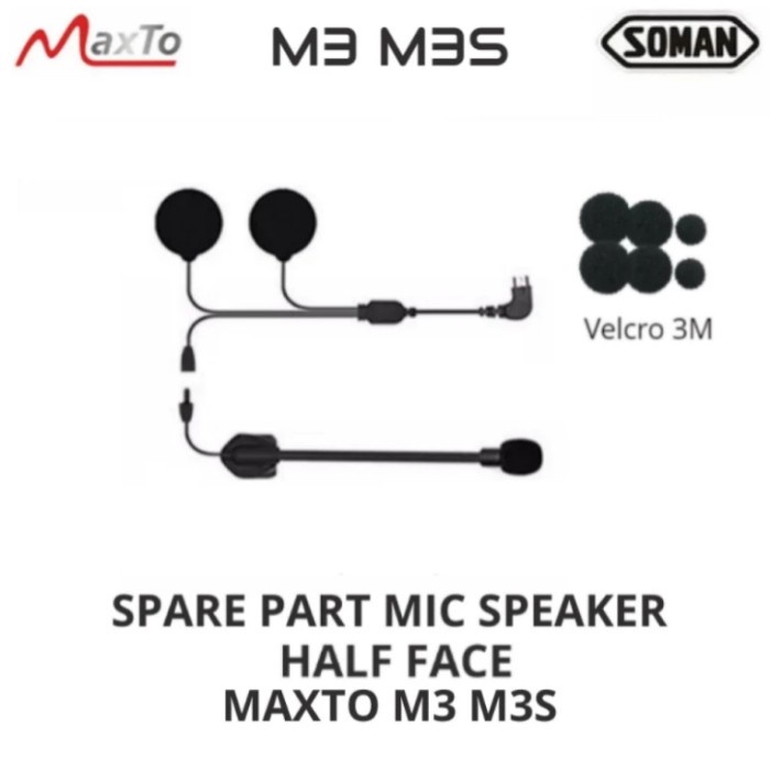 MOXER MAXTO M3 BLUETOOTH INTERCOM HELM SOMAN M3 MIC SPEAKER HALF FACE PART - FULL FACE SET BISA COD