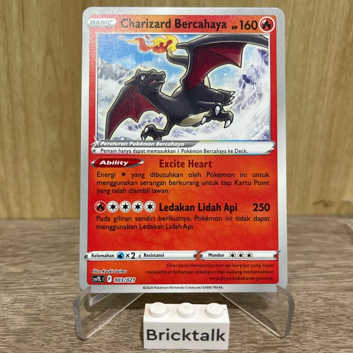 (BRI) Kartu Pokemon TCG Charizard Bercahaya 003/021 svTL non holo
