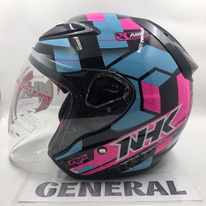 Helm Nhk R6 Motif Cube Black Light Blue Pink Hitam Biru Muda Pink
