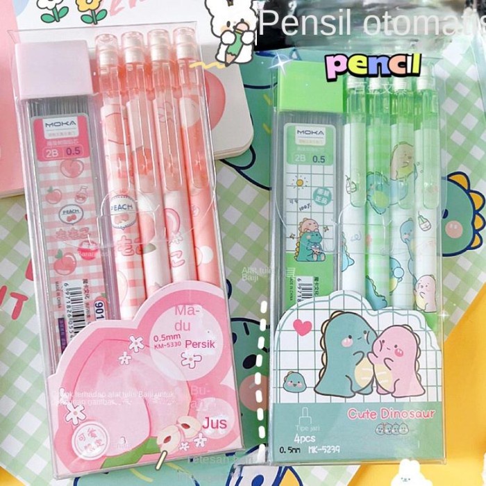 

PRODUK TERBATAS Kartun Pensil Otomatis Set Siswa Sekolah Dasar 0.5mm Activity Pencil 2B Nilai Tinggi