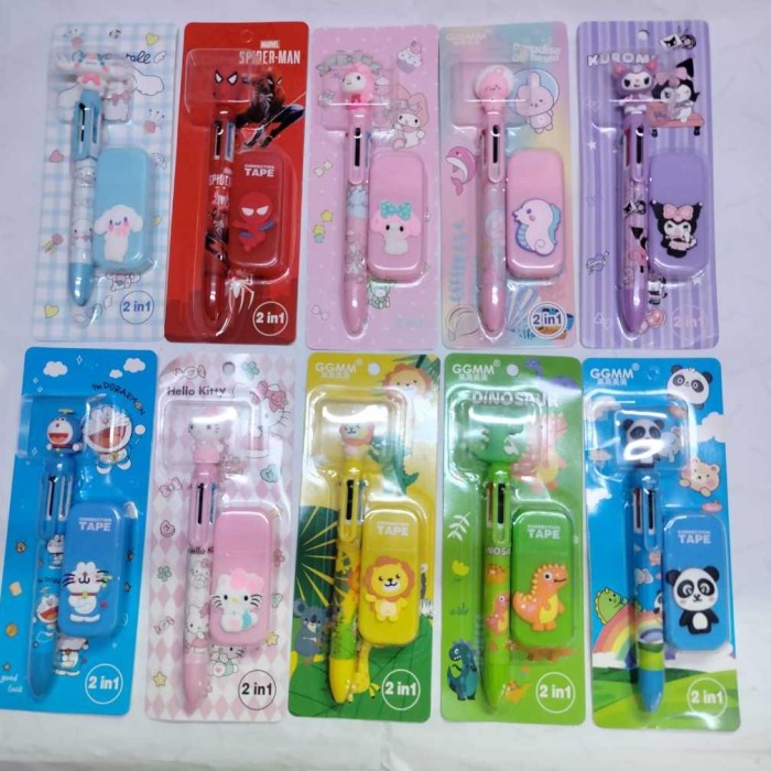 

BIG SALE Set Pena Pulpen Tip X Karakter Multipen Correction Tape / ATK Sekolah Kantor Anak San rio