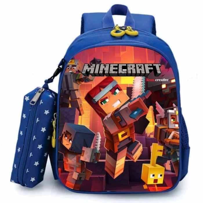 

BERMUTU Tas Ransel Sekolah Anak Karakter Maincraft PREMIUM Bonus Tempat Pensil